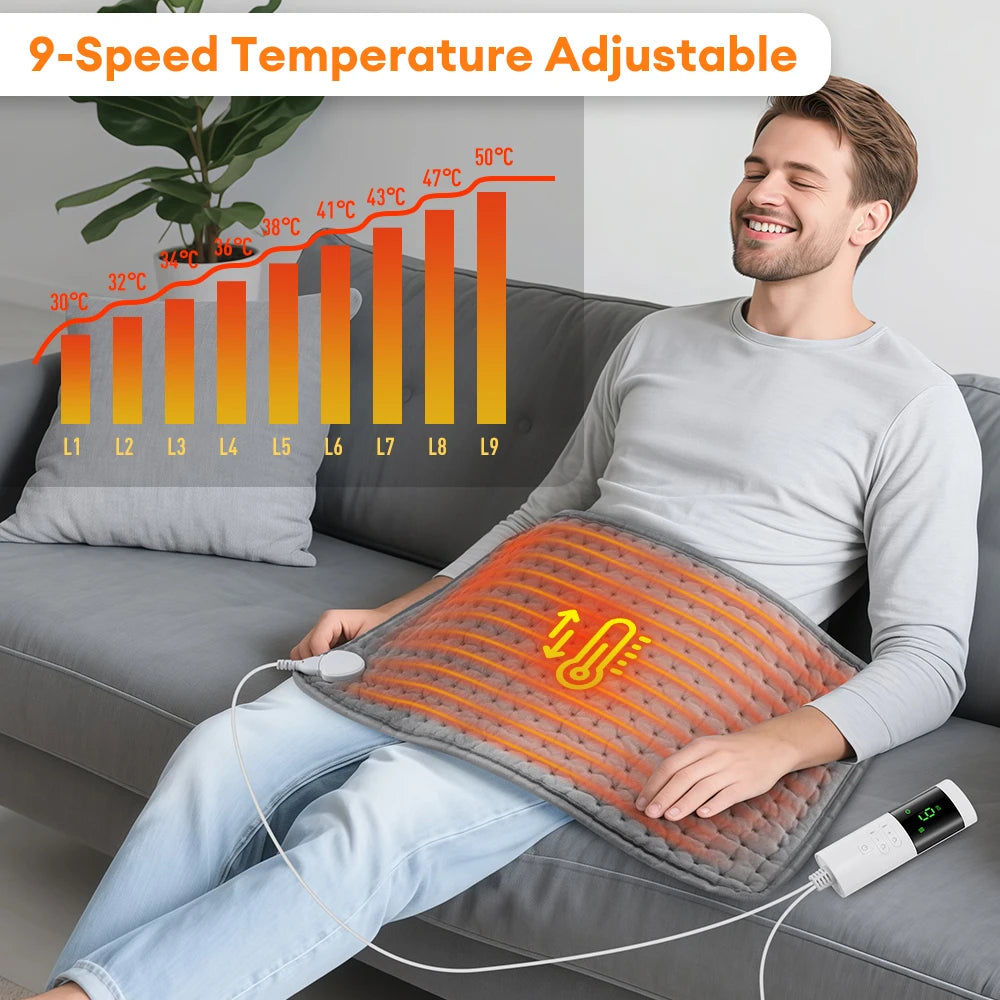 Electric Heating Blanket Thermal Pads Warmer 9 Levels Heated Mat Soft&Safe Winter Body Back Leg Warmer Pads Home Use 60*30cm