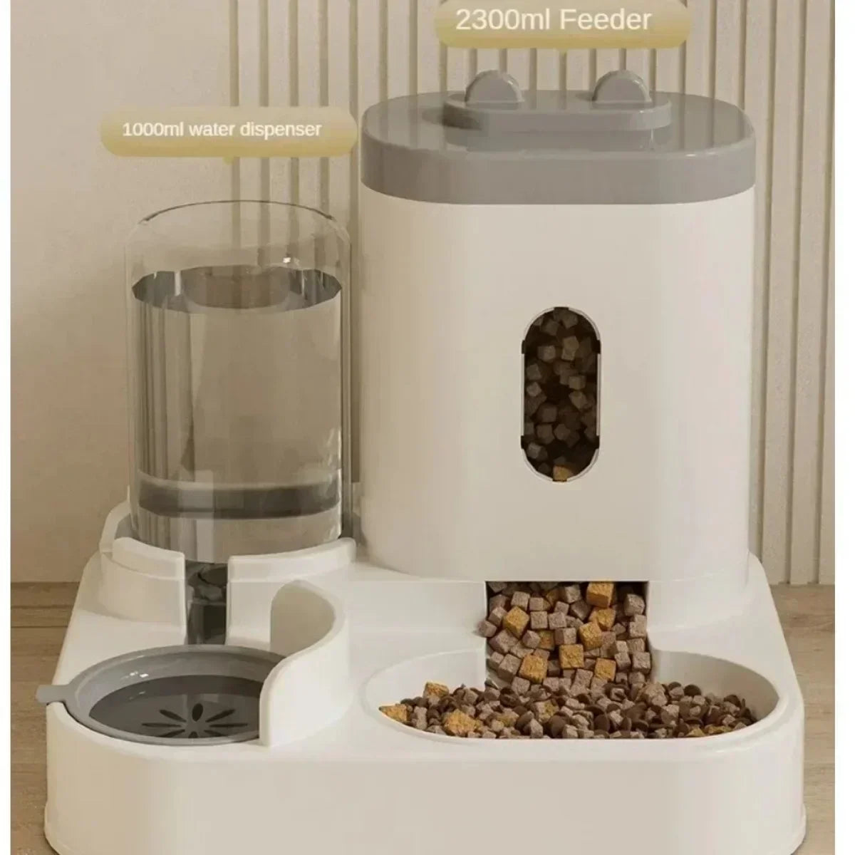 Automatic Pet Feeder with Water Fountain - Large Dispenser for Cats Dogs Puppy Kitten