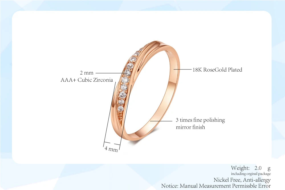 Engagement Wedding Rings For Women Promise Dainty Ring Fashion Jewellry Simple Rose Gold Color Zirconia Jewelry Female R314
