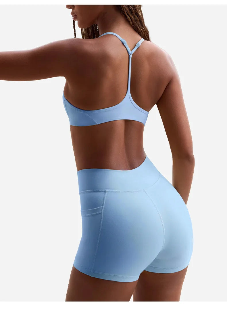 Yoga Set 2PCS Sportswear Workout Clothes Women Tracksuit Gym Legging Fitness Bra High Waist Shorts Sports Suits Athletic Wear