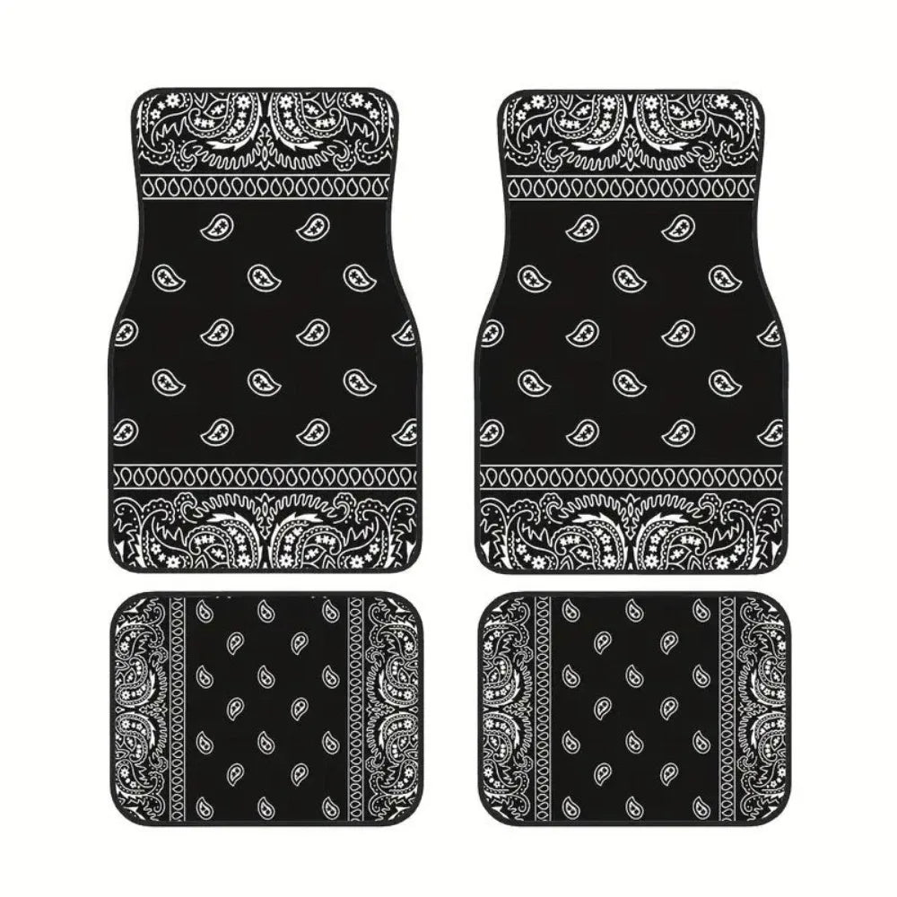 4Pcs Bohemian Car Floor Mats Rubber Back Heavy Duty Persian Carpet Car Decoration Dirty Resistant Car Floor Protector Rugs