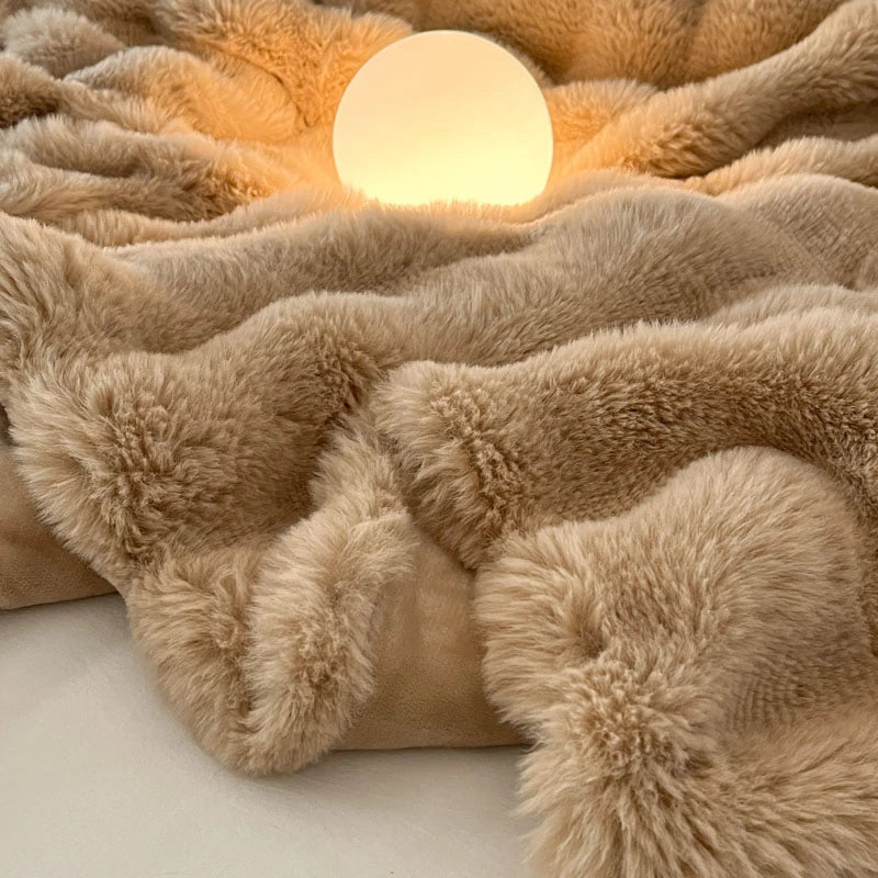 Luxury Faux Fur Rabbit Fur Thickened Blanket, Winter Soft Blanket Throw for Home Bed Sofa Cover 100X150cm 150X200cm 200X230cm