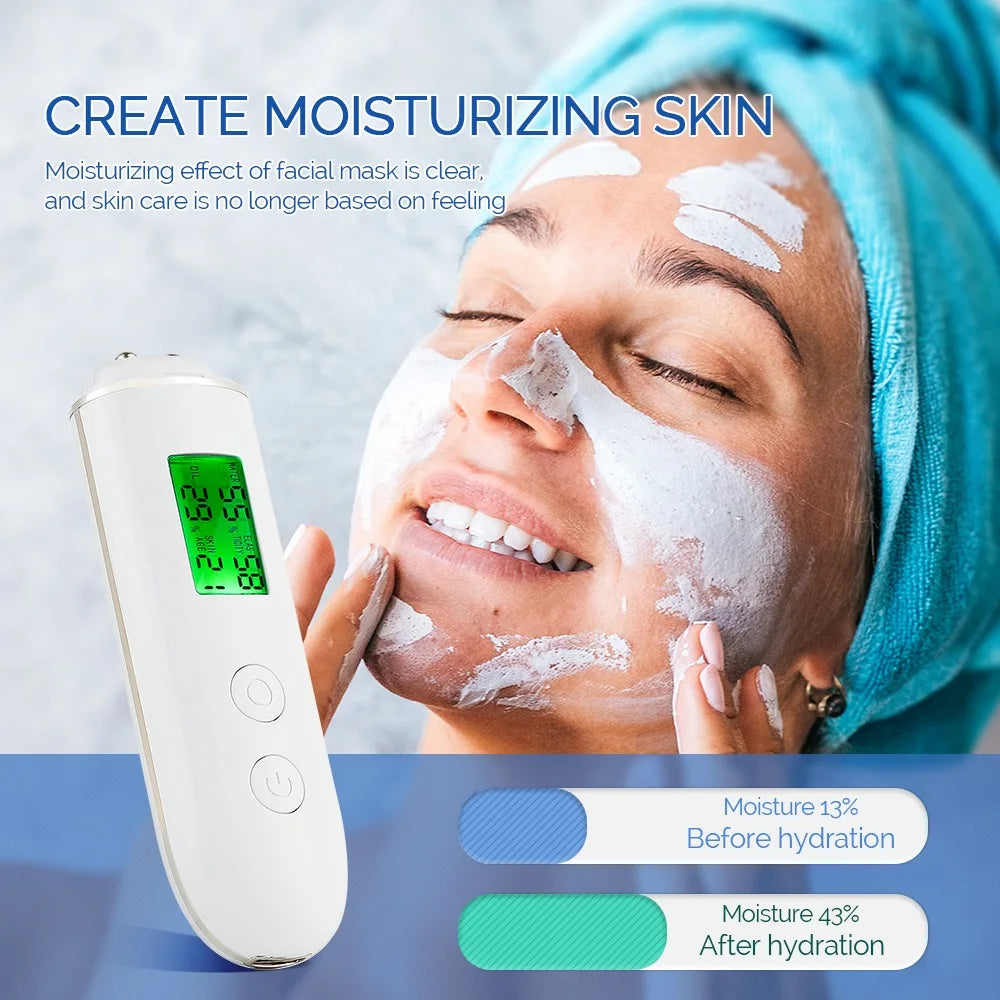 Skin Tester Face Skin Moisture&Oil Content Skin Analyzer Skin Water Cheek Elastic Skin Age Test Meter Fluorescent Agent Detector