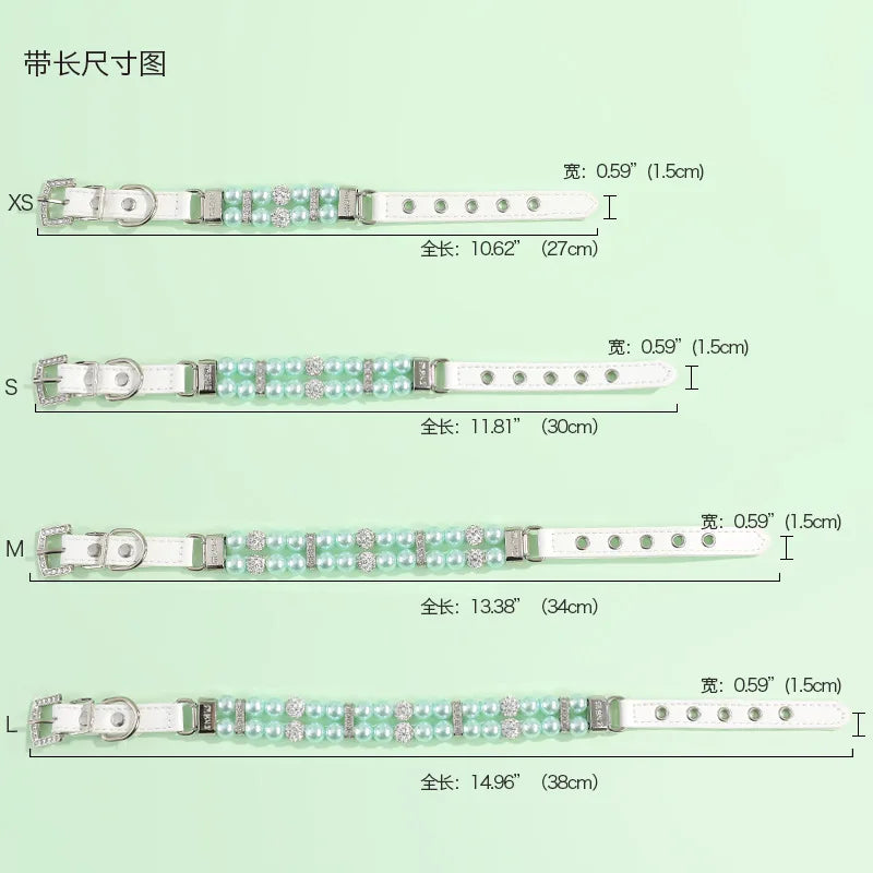 Pet Leash Collar Jewelry Pearl Cat Necklace Small and Medium-sized Dog Harnesses Supplies Wholesale