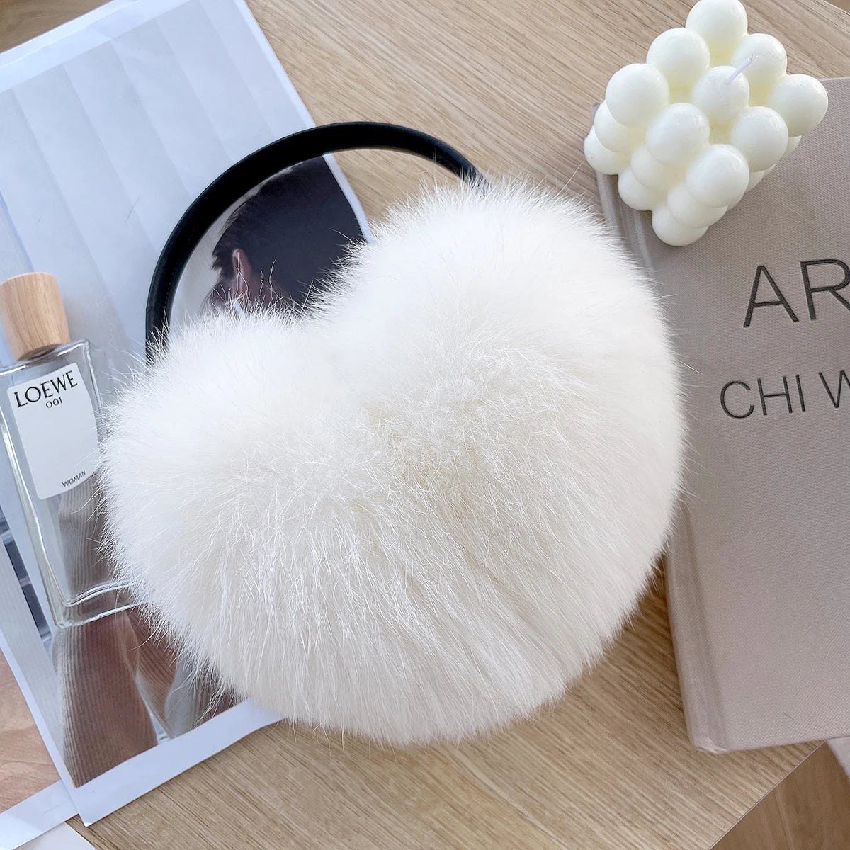 Winter Women Warm Real Fox Fur Earmuffs Girl's Earlap Ultra Large Ladies Plush Earmuff Luxury Ladies Fox Fur Earmuffs