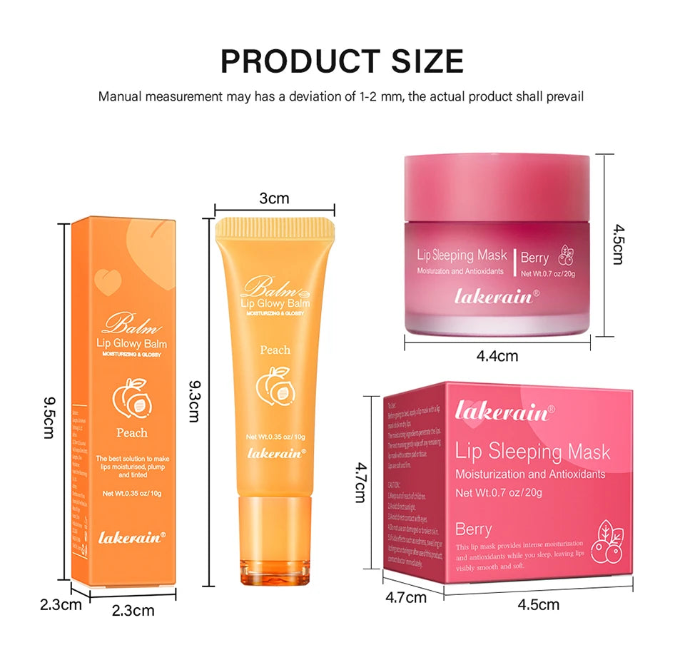 Lip Care Kit Moisturizing Lip Glowly Balm Sleeping Lip Mask Deep Hydrate Night Sleep Mask Reduce Lip Lines Remove Dead Skin