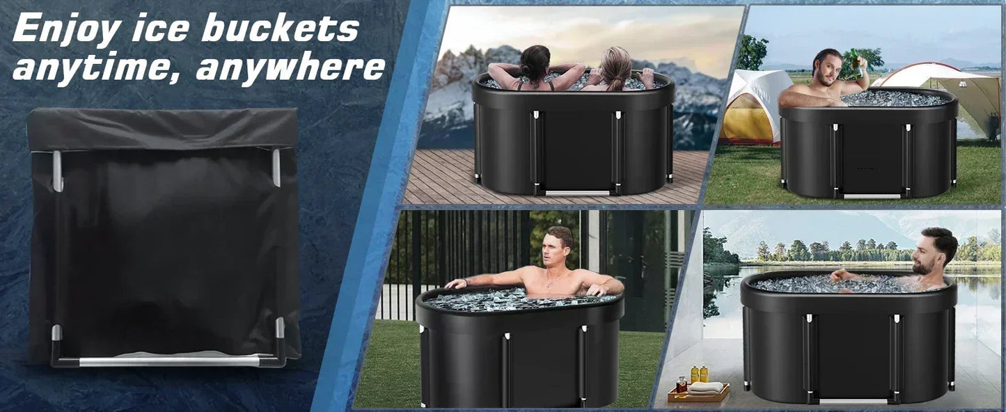 2026 Foldable Ice Bath Tub – Portable Cold Plunge Tub for Home & Outdoor Cold Therapy, Oval Spa-Style Relaxation