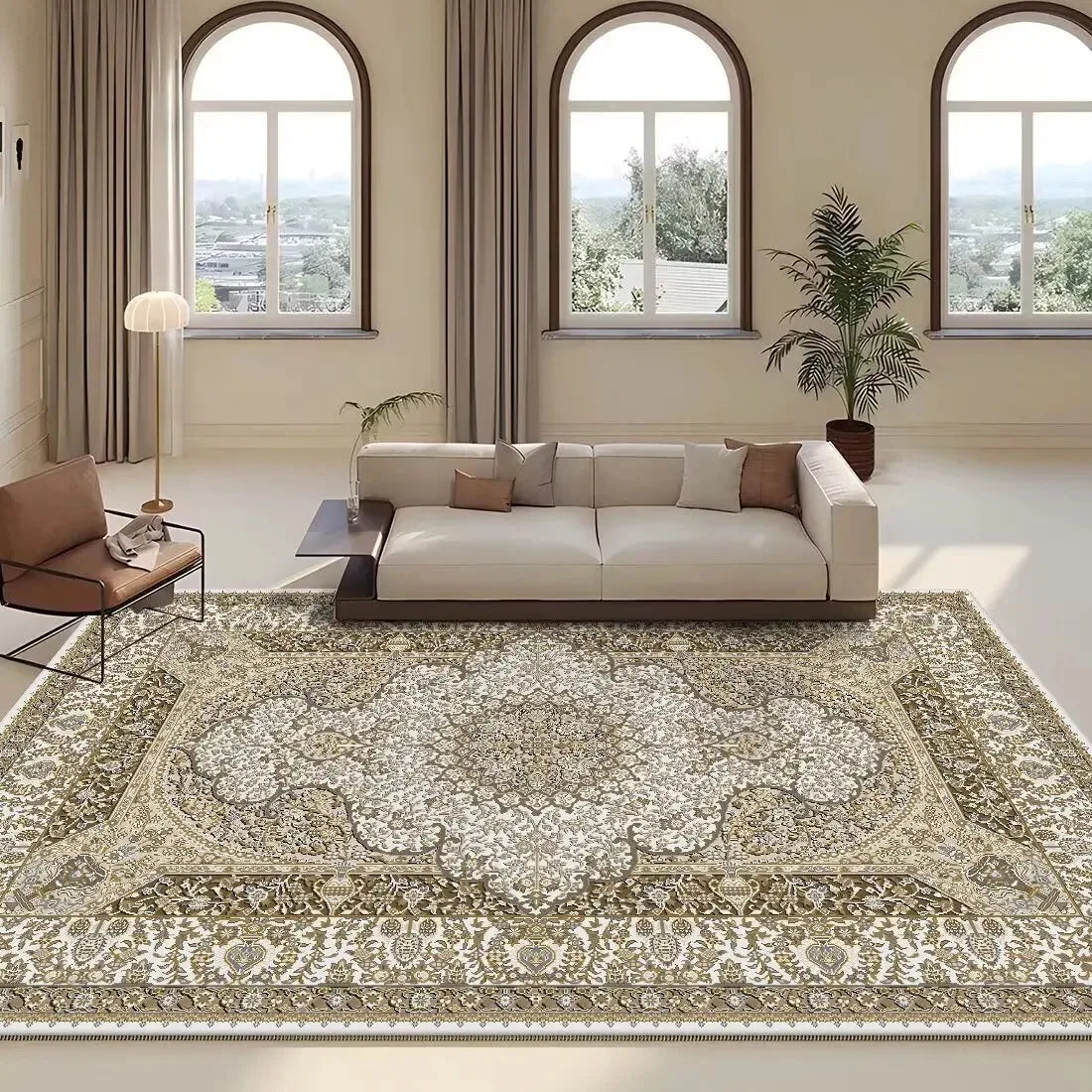 Persian Retro Rug For Living Room Sofa Area Non-Slip Washable Rug For Bedroom
