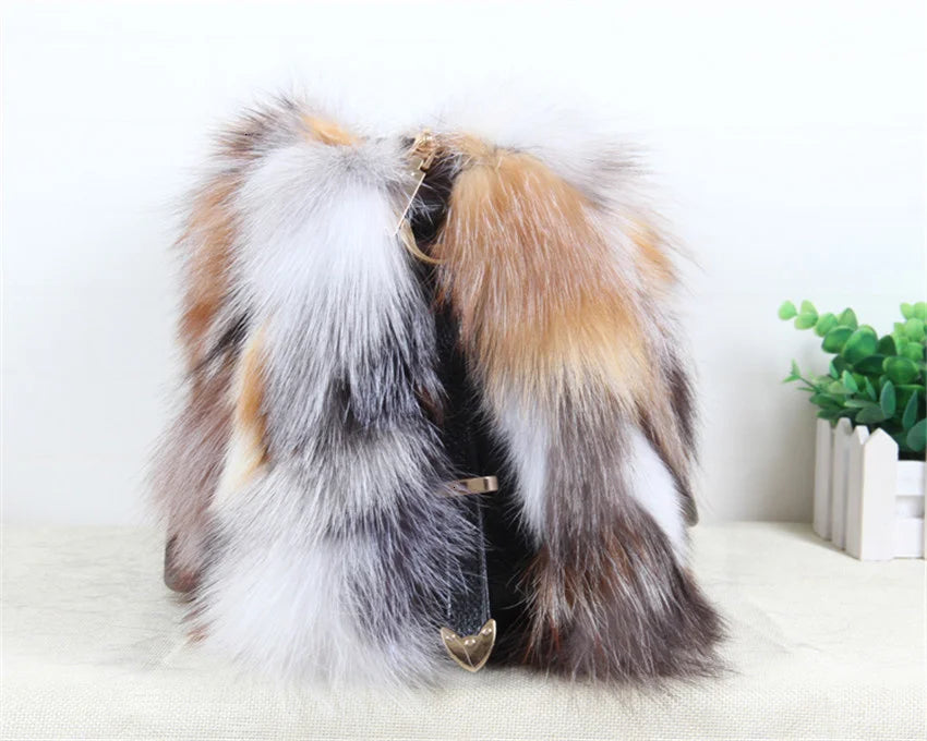 2026 Luxury Real Fox Fur Bag Winter Women Handbag Designer Luxury Bag Evening Party Bags Leather High Quality Shoulder Bag Natural Fur Bag