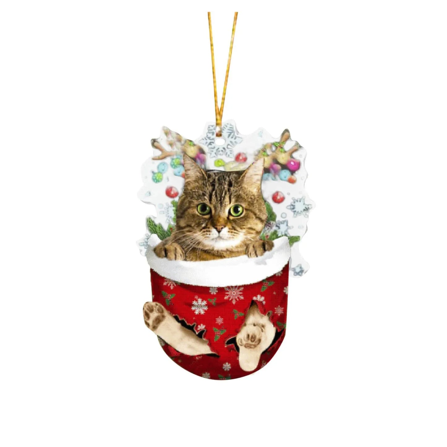 Cartoon Cat Christmas Decoration - Cute Hanging Xmas Tree Pendant for Home Party Car Decor
