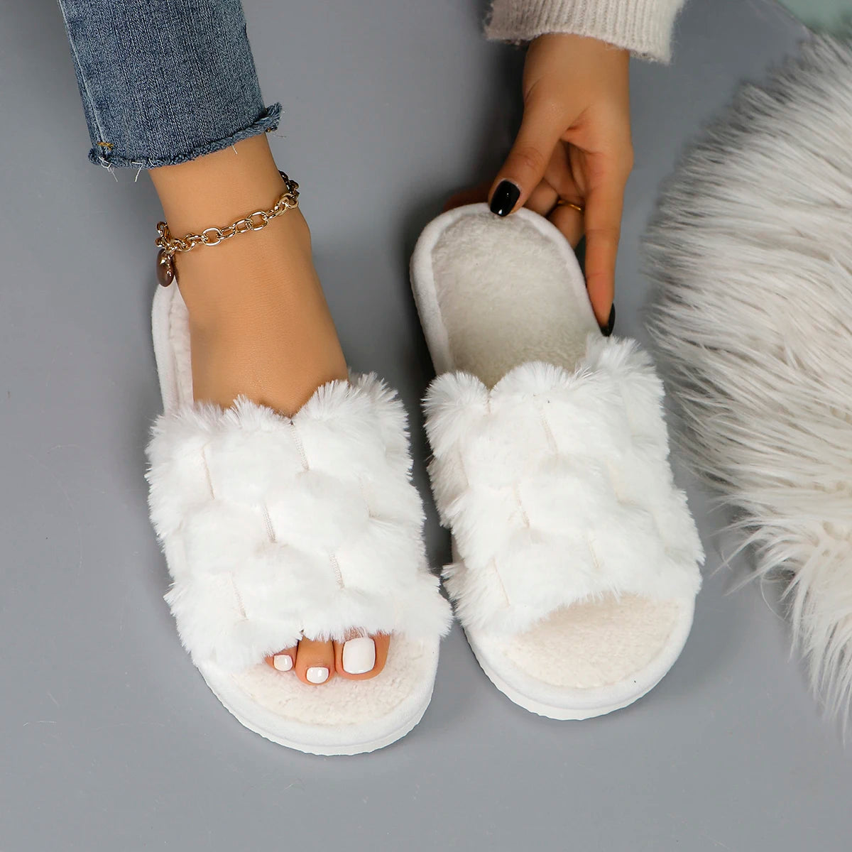 Open Turtle Plush Plush Slippers for Women Autumn and Winter Indoor Home Household Warm Slippers Comfortable and Breathable Slippers All Year Round Slippers Living Room Slippers Student Dormitory Slippers