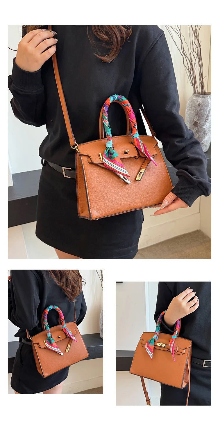 Kelly Bag Fashion Women Bag Large Capacity Shoulder Bag Unique Design Versatile Lock Handheld Crossbody Purse