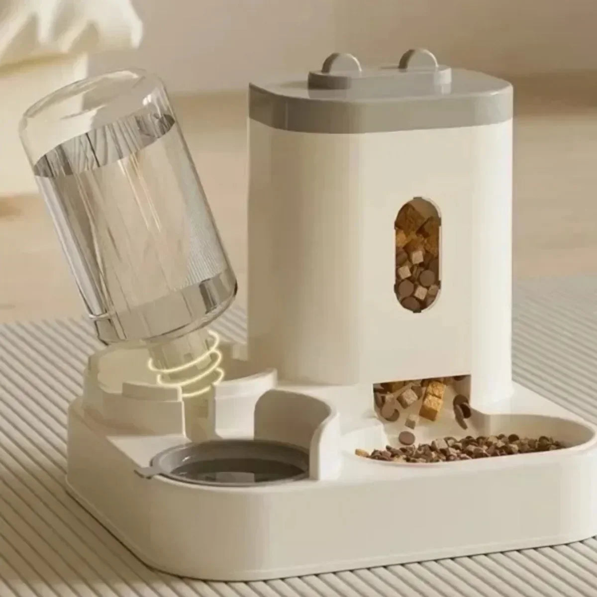 Automatic Pet Feeder with Water Fountain - Large Dispenser for Cats Dogs Puppy Kitten