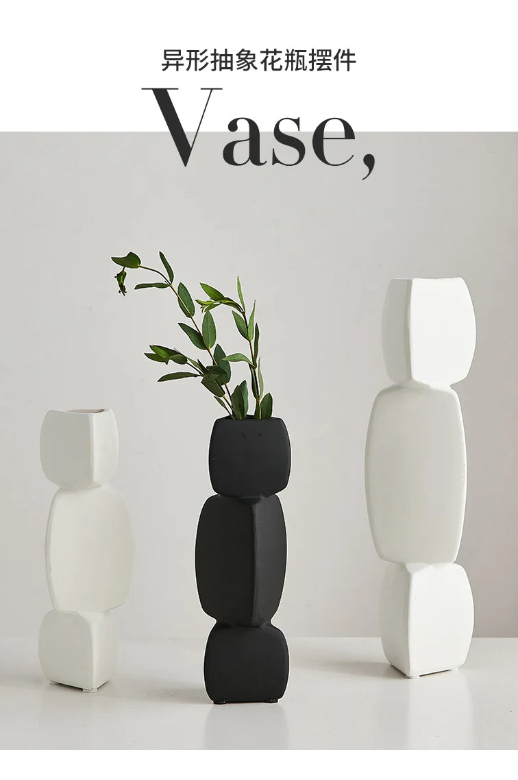Modern Minimalist Black Vase - Nordic Style Home Decor Art Ornament for Living Room