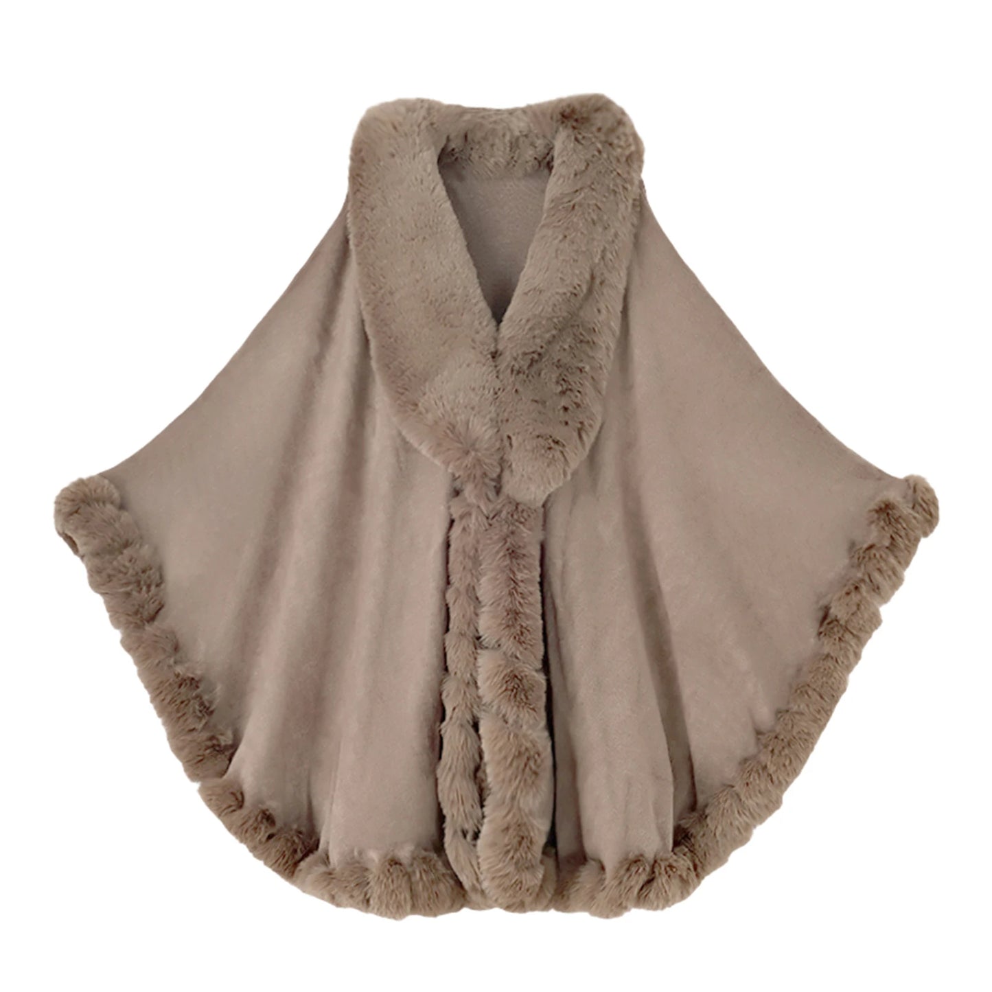 Women Faux Fur Neck Winter Poncho Overcoat Cape Thick White Black Warm Shawl Cloak Big Pendulum Cardigan Loose Coat