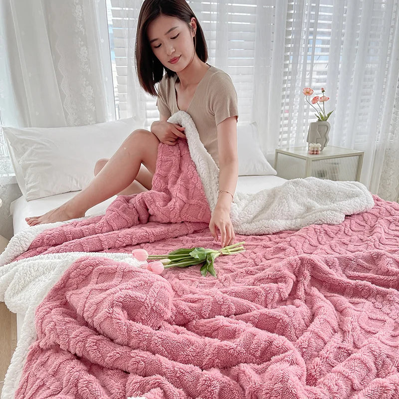 Double Thickened Throw Blanket Pile Tapestry Winter Warm Bed Cover Sofa Blanket Multifuntional Blanket Super Soft Cozy Blankets