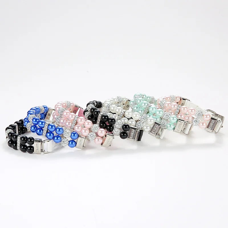 Pet Leash Collar Jewelry Pearl Cat Necklace Small and Medium-sized Dog Harnesses Supplies Wholesale