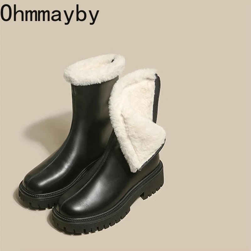 Winter Women Warm Plush Ankle Boots - Comfort Non-Slip Big Size Cotton Short Boots