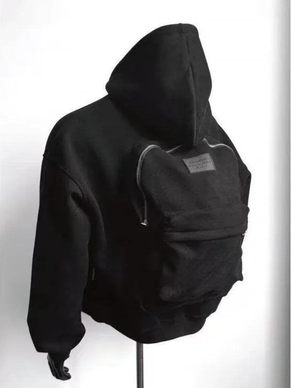 Viral Must Have Backpack Hoodie high street fashion three-dimensional backpack men clothing Y2K trend hoodie oversized casual sportswear