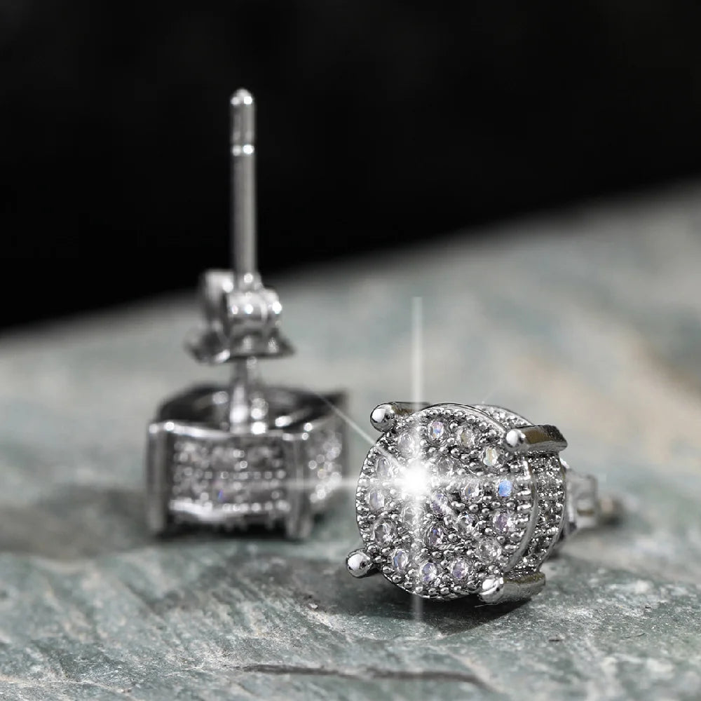 Luxury Exquisite Men's And Women's Earrings, Gold color And Silver color Inlaid Crystal Zircon Fashion Hip Hop Party Jewelry G