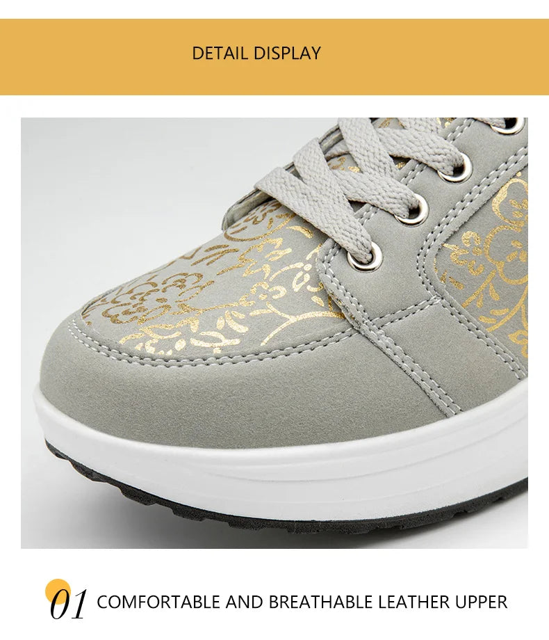 Women Leather Casual Sneakers Fashion Comfortable Platform Walking Shoes Wedge Moccasins Breathable Loafers Zapatos De Mujer