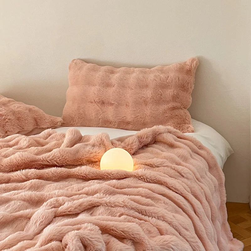 Luxury Faux Fur Rabbit Fur Thickened Blanket, Winter Soft Blanket Throw for Home Bed Sofa Cover 100X150cm 150X200cm 200X230cm