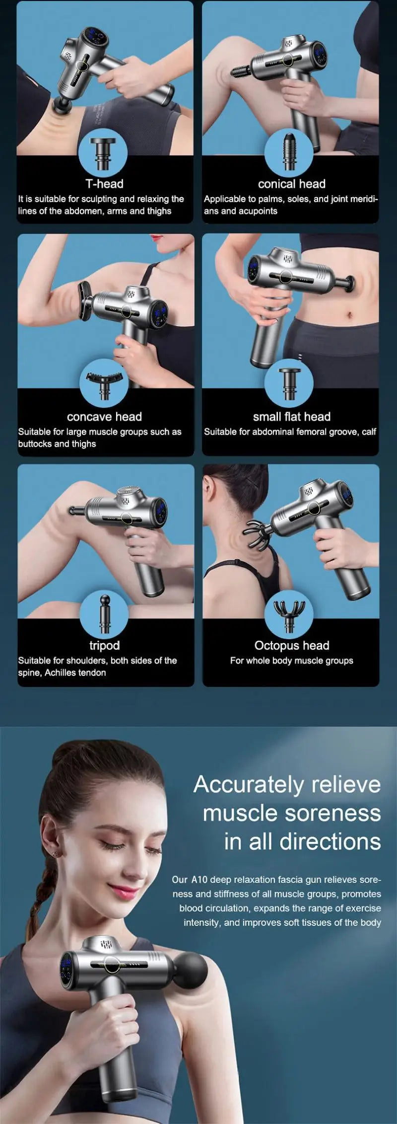 Portable Fascia Gun Vibration Massage Gun - Deep Muscle Relaxation Fitness Recovery Device