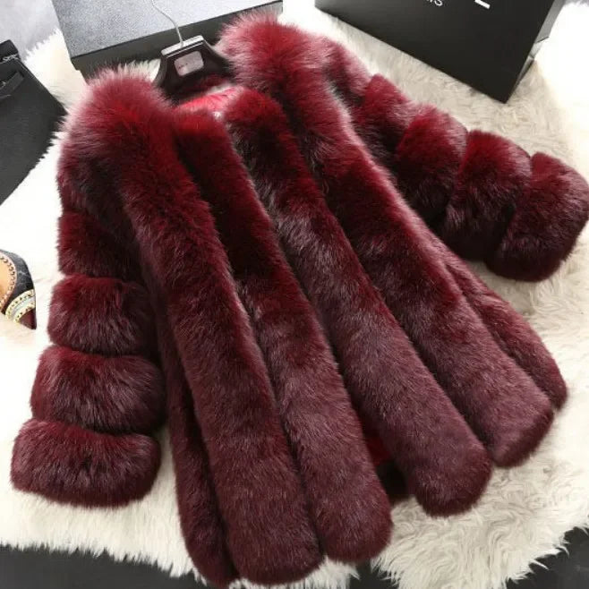 Luxe Faux Fur Jackets for Women Long Puff Sleeve Woman Coat Solid Short Warmth Outerwear Clause Ladies Elegant Streetwear