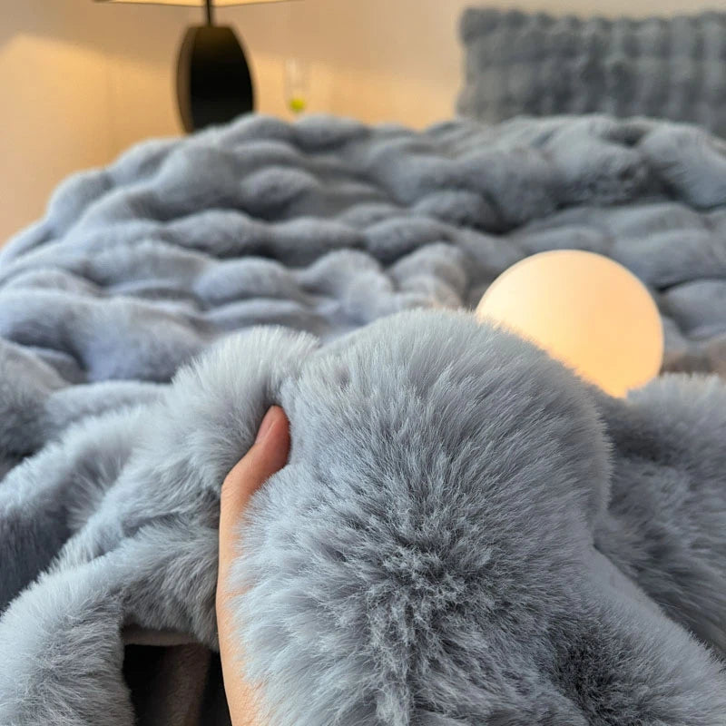 Luxury Faux Fur Rabbit Fur Thickened Blanket, Winter Soft Blanket Throw for Home Bed Sofa Cover 100X150cm 150X200cm 200X230cm
