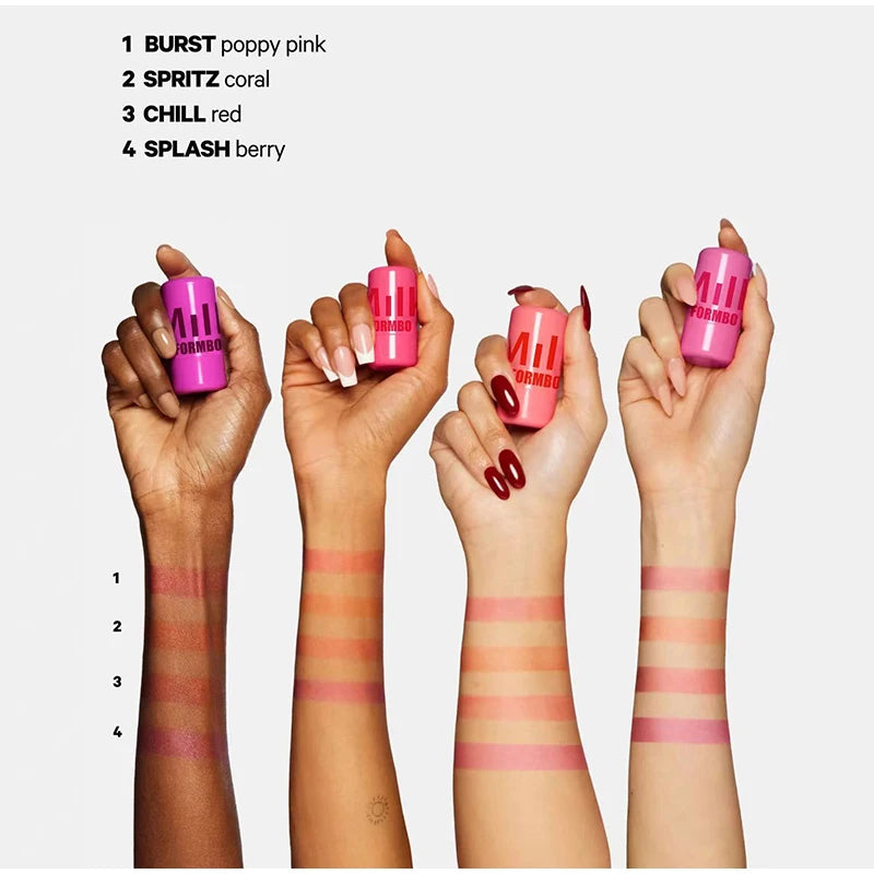 Milk Jelly Lipstick Blush Stick Moisturized Blusher Rouge Cream Shimmer Powder Blusher Stick Beauty Makeup for Women and Girls