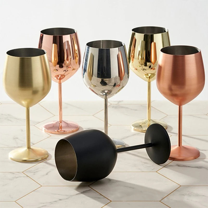 500ml Stainless Steel Wine Glasses Goblet Red Wine Cocktail Glass Unbreakable Metal Tall Champagne Glass Bar KTV European Style Goblet Glass