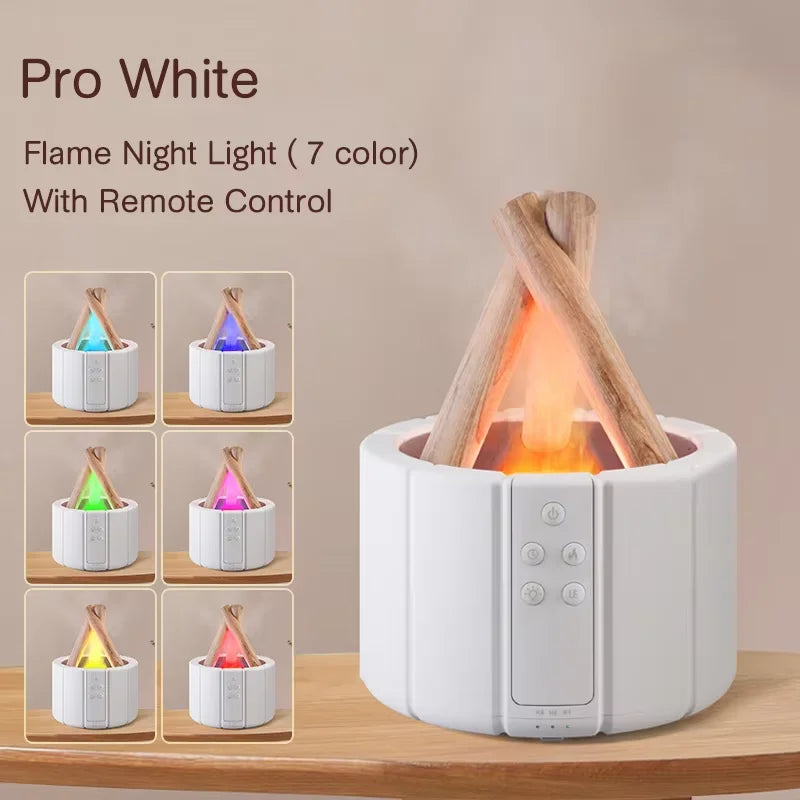 2025 New Simulated Flame Aroma Diffuser - Bonfire Air Humidifier Ultrasonic Cool Mist LED Essential Oil Lamp