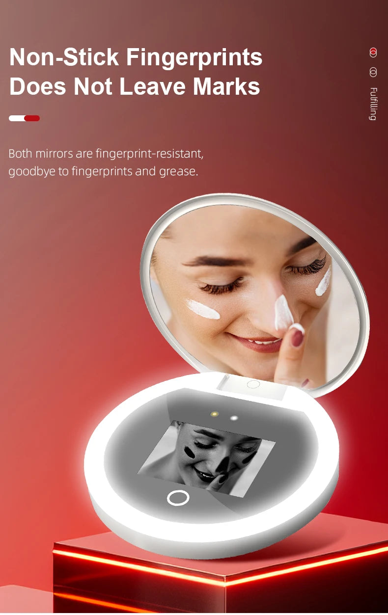 Smart Sunscreen Led Light Portable Makeup Mirror Uv Camera Visual Face Sunscreen Makeup Mirror
