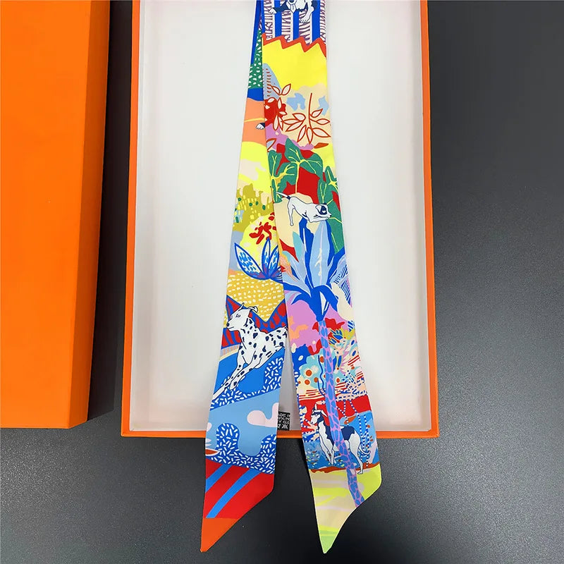 NEW 2026 Long Scarf for Women Narrow Ribbon Headband Female Neckerchief Handle Bag Band Bandana Hair Tie Accessories