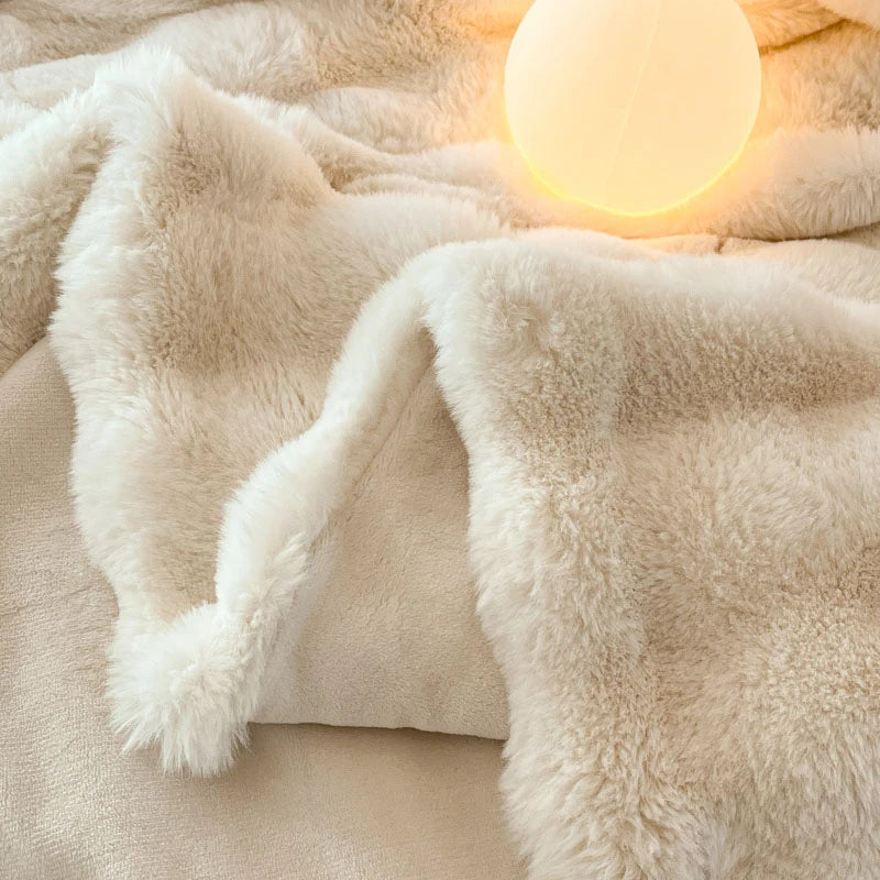 Luxury Faux Fur Rabbit Fur Thickened Blanket, Winter Soft Blanket Throw for Home Bed Sofa Cover 100X150cm 150X200cm 200X230cm