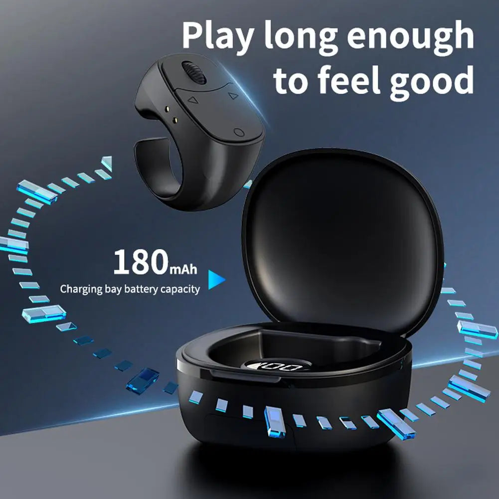 Bluetooth Ring Remote Control One Click Selfie Page Turning Roller Fingertip Controller for Phone Liking Scrolling Hands Free