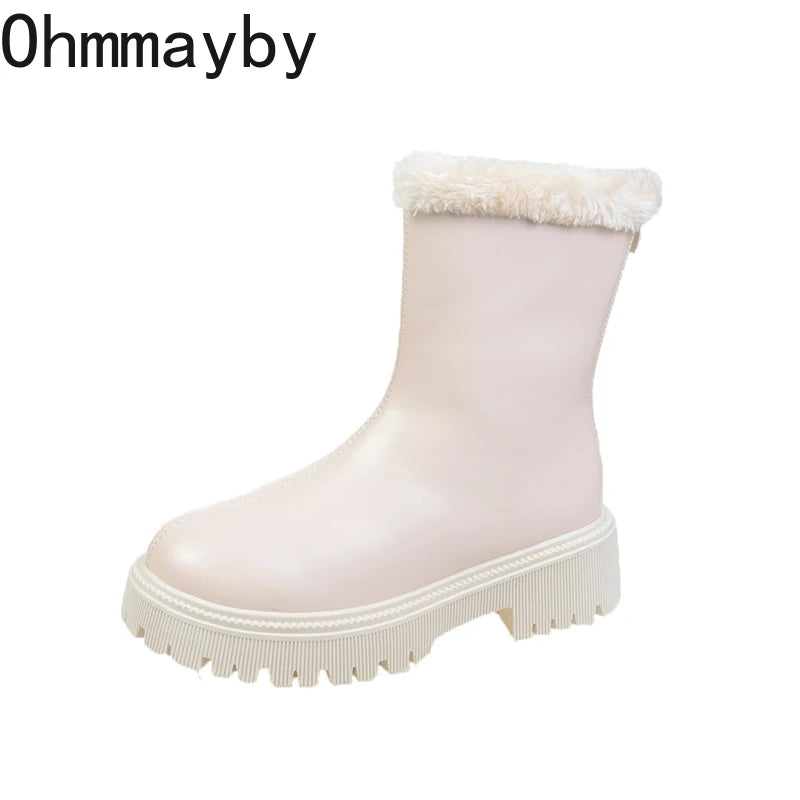 Winter Women Warm Plush Ankle Boots - Comfort Non-Slip Big Size Cotton Short Boots