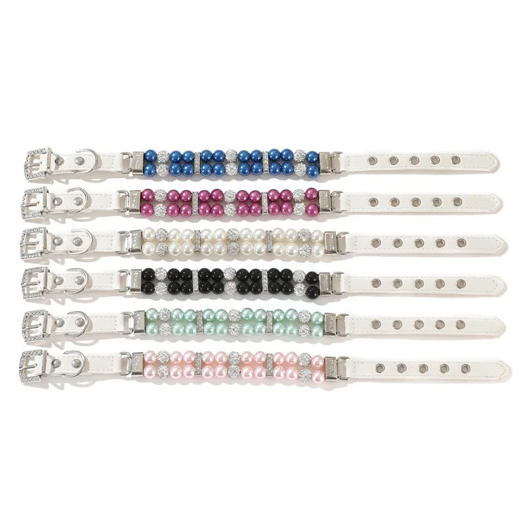 Pet Leash Collar Jewelry Pearl Cat Necklace Small and Medium-sized Dog Harnesses Supplies Wholesale