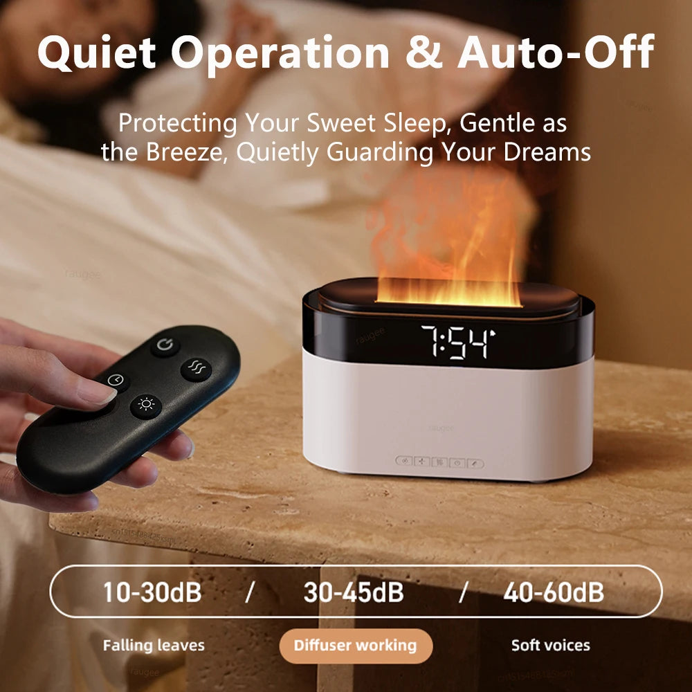 Aroma Air Humidifier Essential Oil Diffuser - Fire Flame Humidifier with Alarm Clock Remote Control
