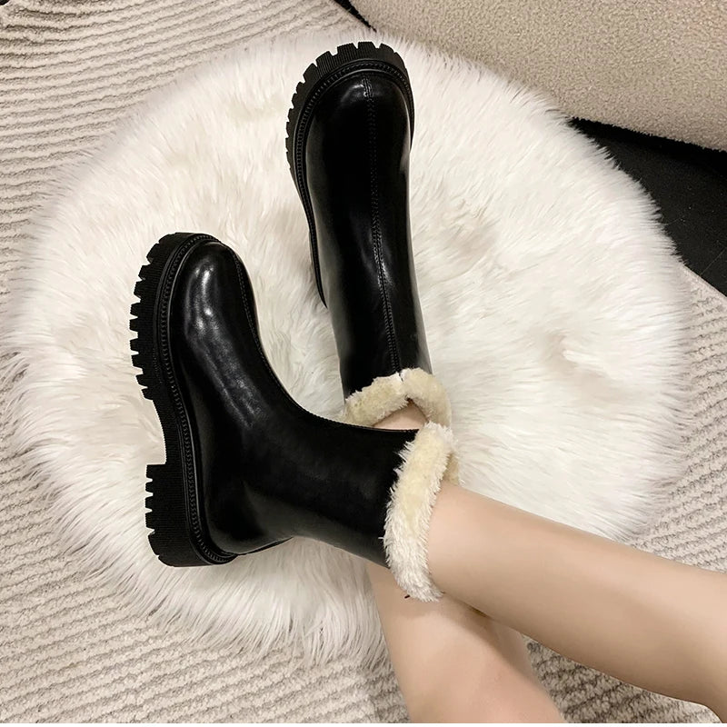 Winter Women Warm Plush Ankle Boots - Comfort Non-Slip Big Size Cotton Short Boots