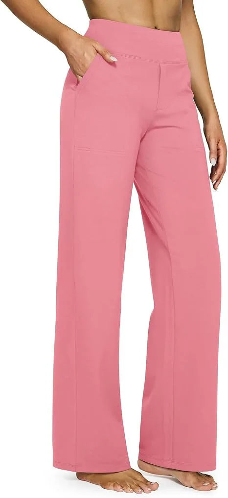 Yoga Pants Women Wide Leg Pants with Pockets High Waist Stretch Dress Casual Sweatpants Petite/Regular/Tall