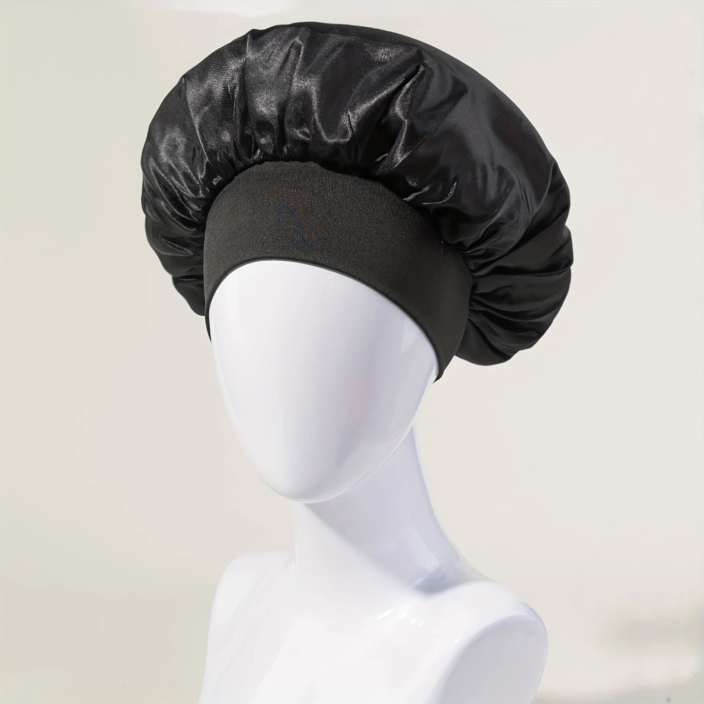 Women Satin Bonnet Wide Band Elastic Sleep Cap Hair Care Head Wrap Beauty Spa Bathing Hat Night Sleeping Cap for Curly Long Hair