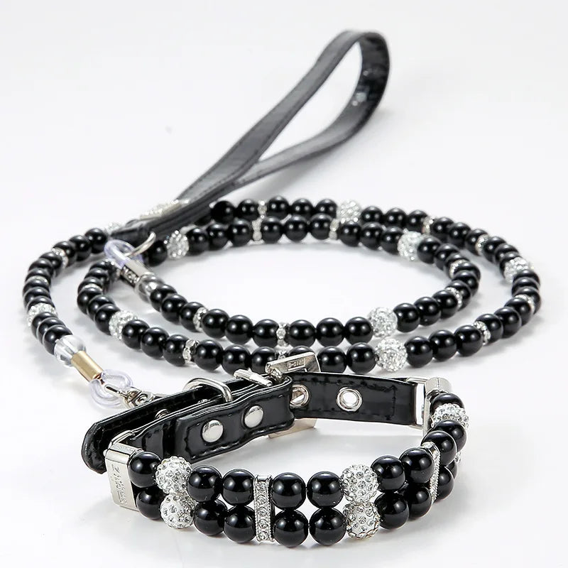 Pet Leash Collar Jewelry Pearl Cat Necklace Small and Medium-sized Dog Harnesses Supplies Wholesale