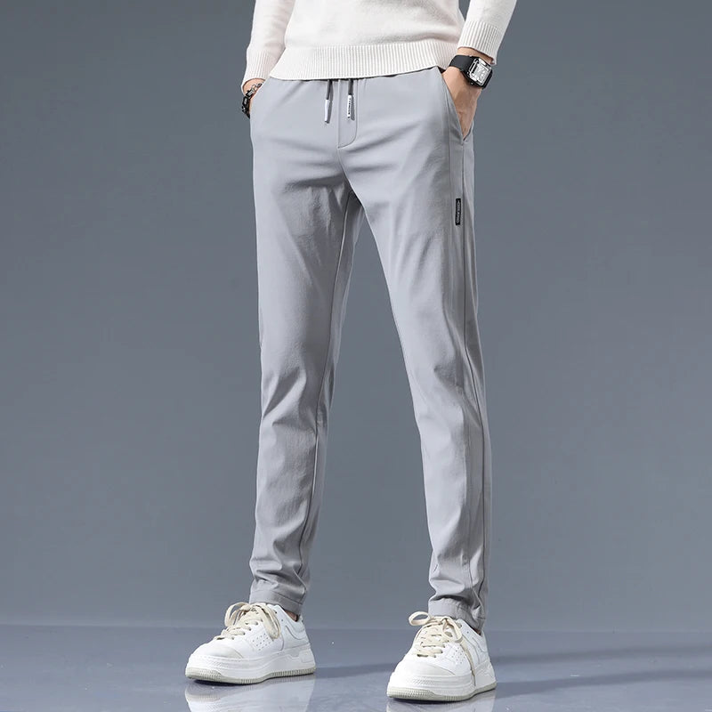 Stretch Casual Pants Men Classic Lightweight Slim Fit Trousers for Men Summer Straight Drawstring Joggers Solid khaki Pants Male
