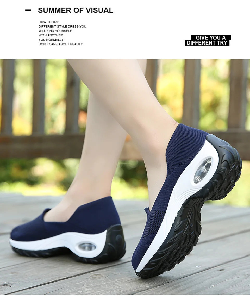 Shoes for Women Casual 2025 Anti Slip Outdoor Thick Sole Sloping Heel Breathable Casual Comfortable Sports Shoes Walking Shoes