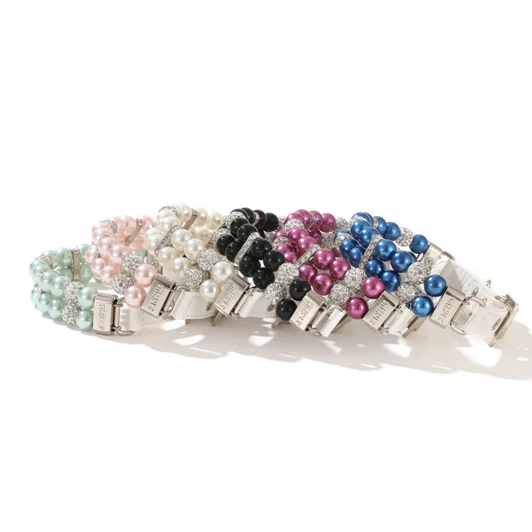 Pet Leash Collar Jewelry Pearl Cat Necklace Small and Medium-sized Dog Harnesses Supplies Wholesale