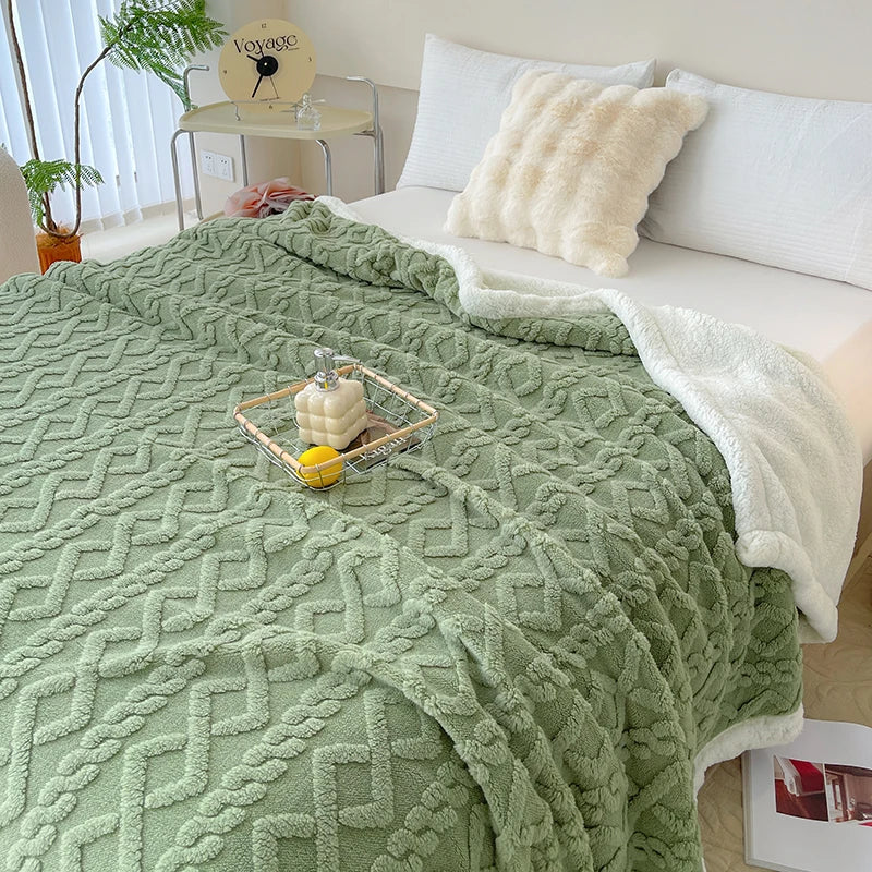 Double Thickened Throw Blanket Pile Tapestry Winter Warm Bed Cover Sofa Blanket Multifuntional Blanket Super Soft Cozy Blankets