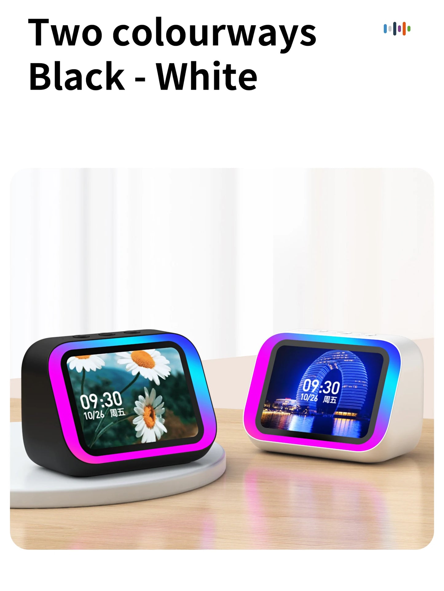 AI Smart Bluetooth 5.4 Touchscreen Speaker & Voice Assistant – Digital Album Alarm & HD Audio