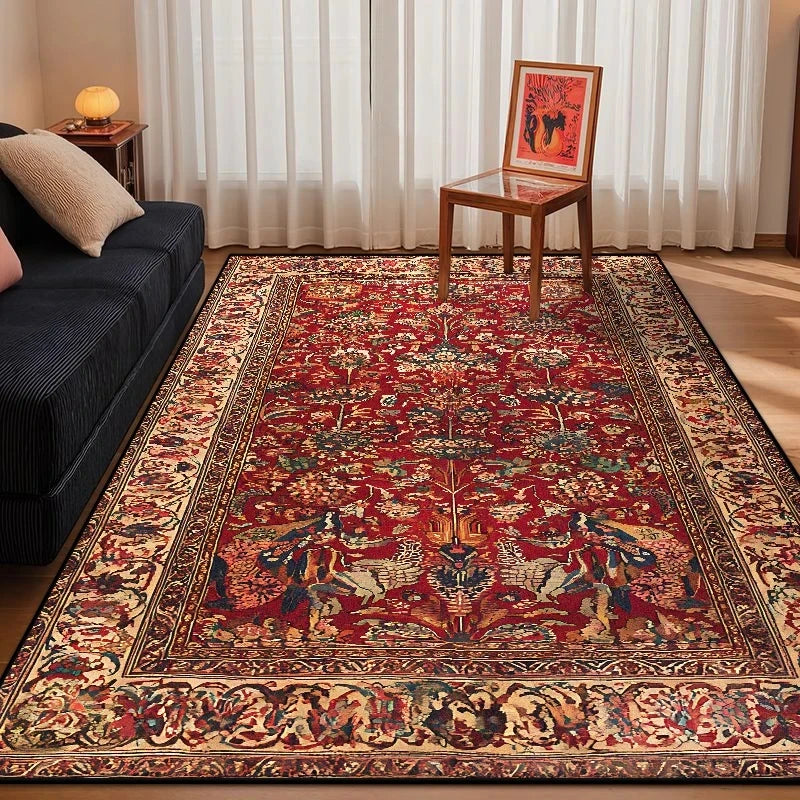 Persian Style Retro Home Living Room Rug Large Size Non-slip Entrance Door Mats Easy Cleaning Soft Bedroom Carpet Decoration