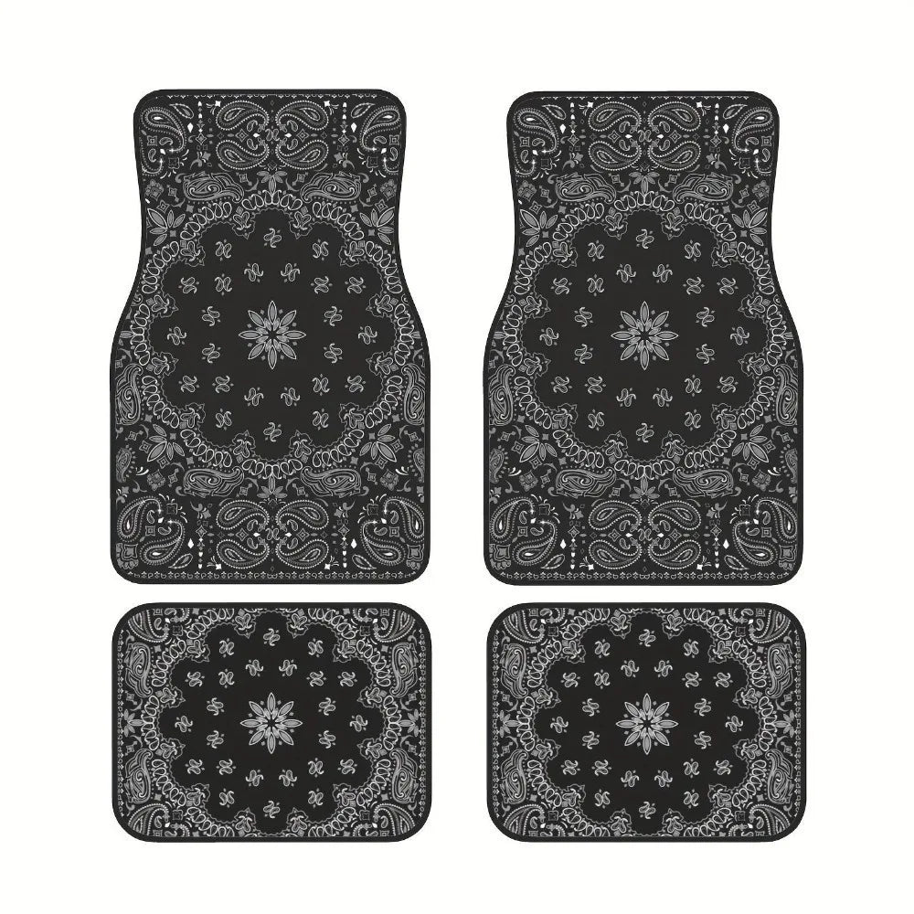 4Pcs Bohemian Car Floor Mats Rubber Back Heavy Duty Persian Carpet Car Decoration Dirty Resistant Car Floor Protector Rugs